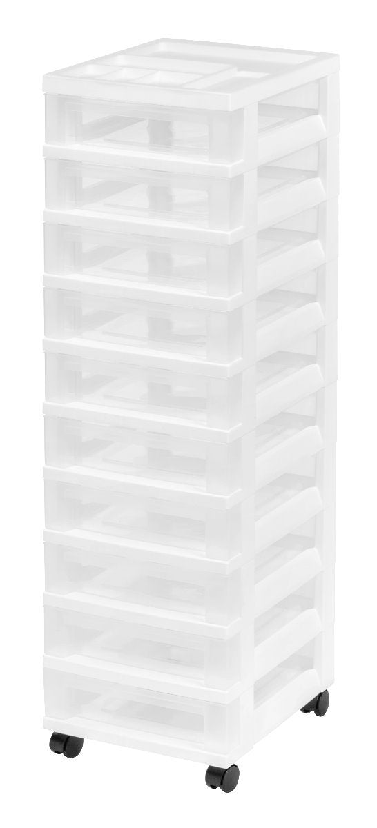 Storage Cart with Organizer Top - 10 Drawer - image 1#color_white