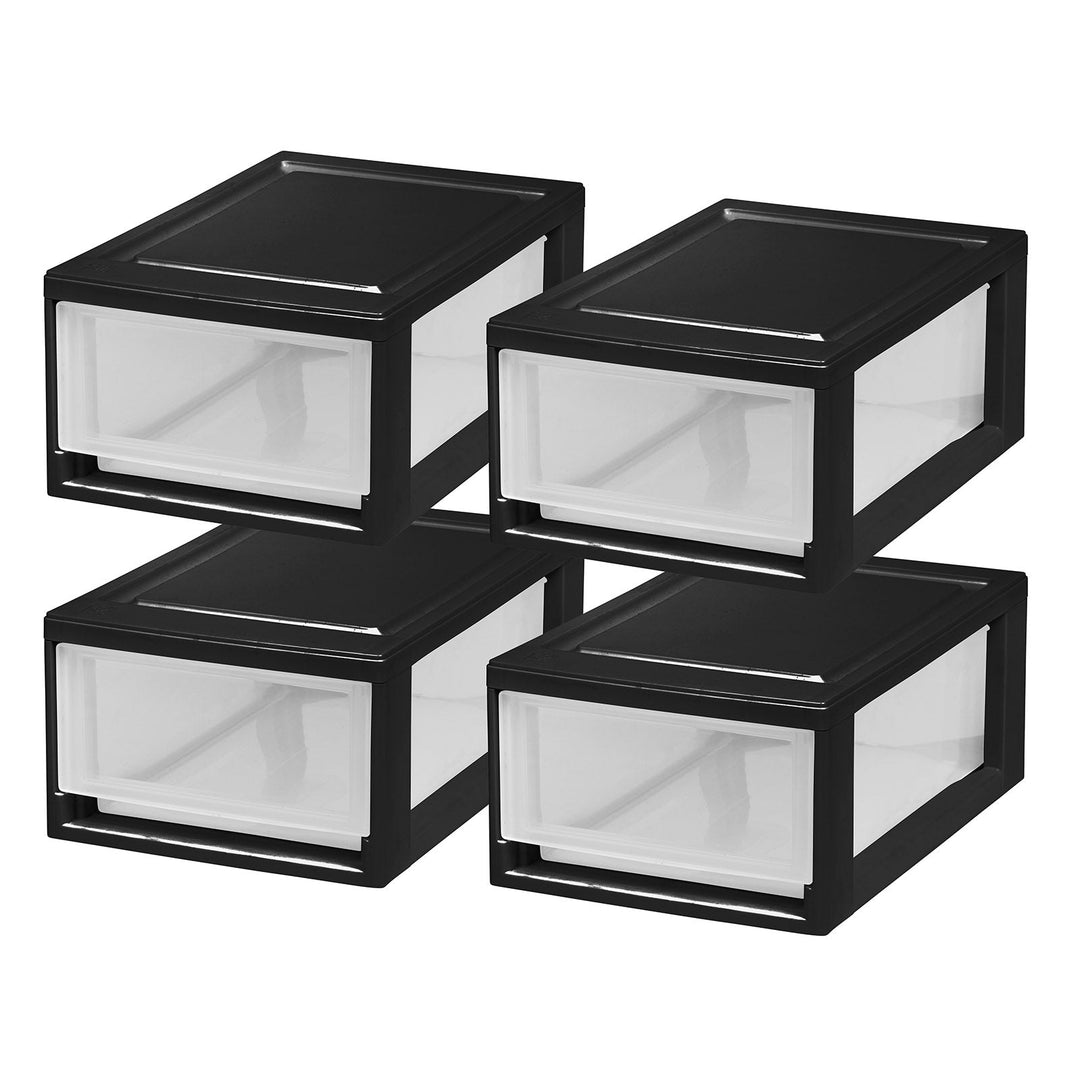 6 Quart Compact Stacking Drawer, 4 Pack, Black - IRIS USA, Inc.
